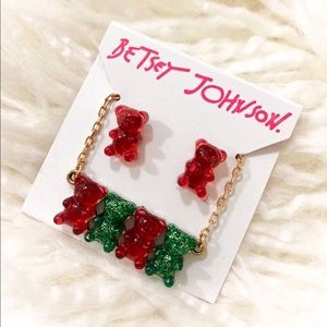 New Betsey Johnson Gummy Bears Earrings & Necklace Set